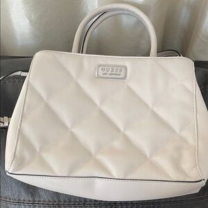 GUESS Ivory Quilted Satchel